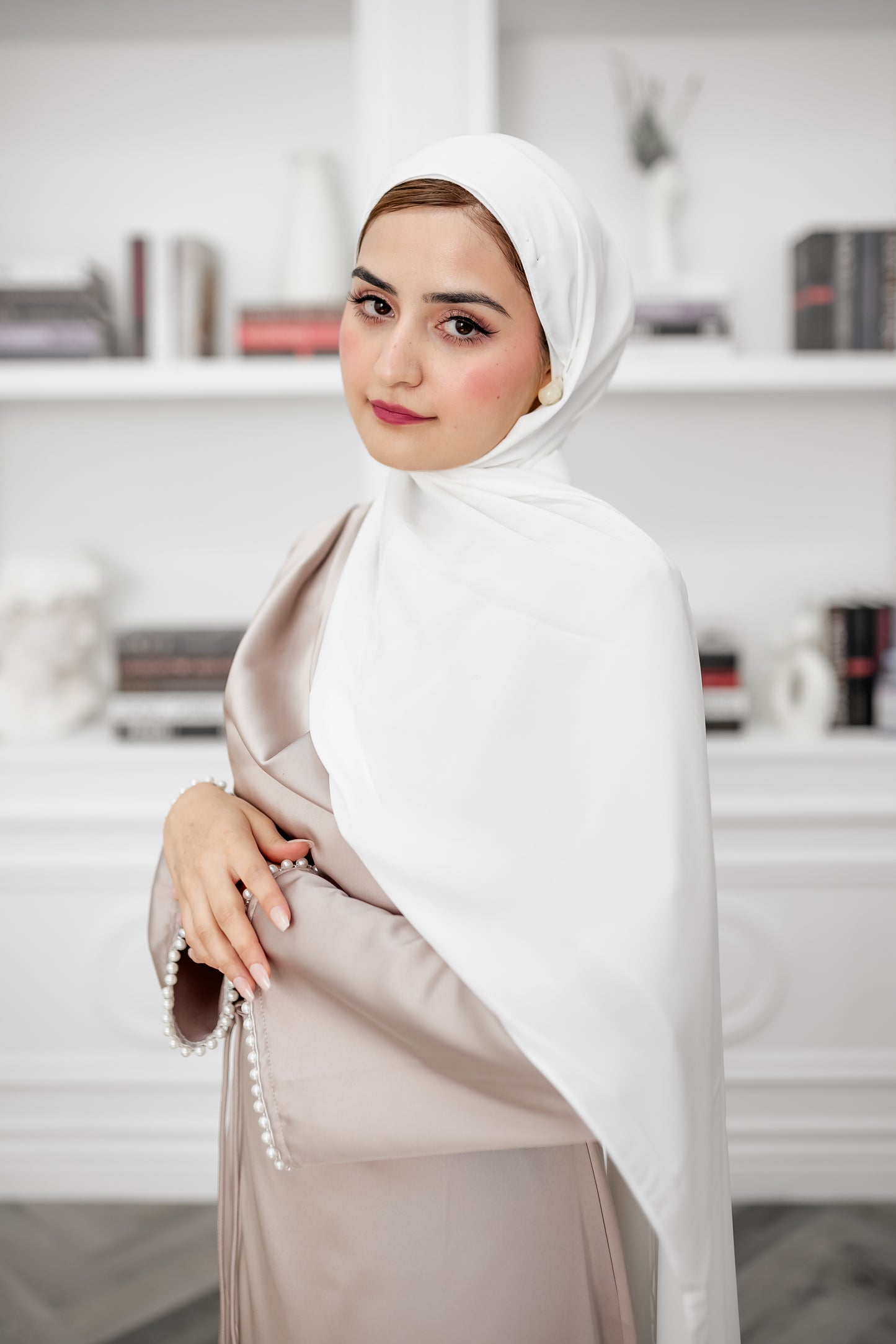 Chiffon Luxe Hijab - Pearl White