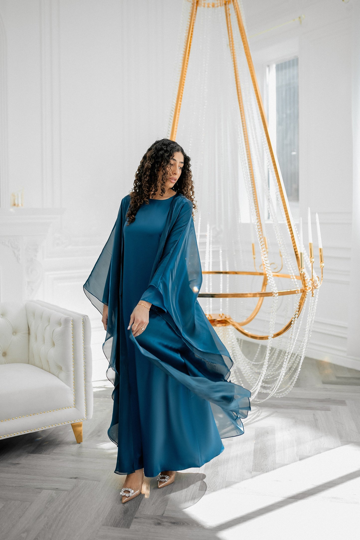 Gizem Iridescent Abaya & Dress - Ocean